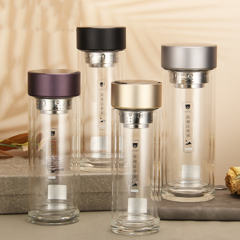 雙層水晶玻璃杯定做logo印字團購開業會議紀念禮品